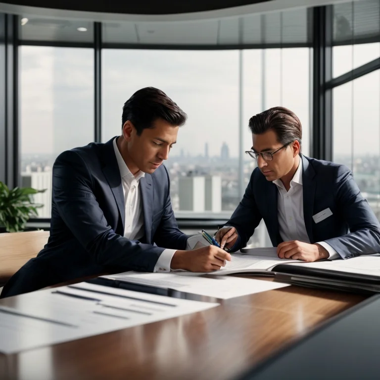 Equipo de abogados en una reunión con agentes inmobiliarios